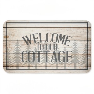 Stupell Industries Rustic Welcome Cottage Trees Printed Anti-Fatigue Floor Mat, design by Kim Allen, 30"x18" - 1 of 4