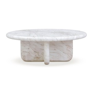 Juju Faux Marble Indoor/Outdoor Round Coffee Table (24"-32") Marble 32"W x 32"D x 10.3"H - 1 of 4