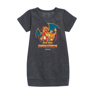 - Pokémon - Charmander See The Evolution Graphic Short Sleeve Fleece Dress
