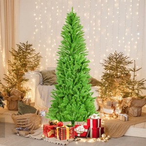 SEVOBAL Artificial Trees 7FT Classic Pencil Christmas Tree Christmas tree Artificial Holiday Tree Pre Lit Christmas Tree, Green, 38.58"*9.45"*84" - 1 of 4
