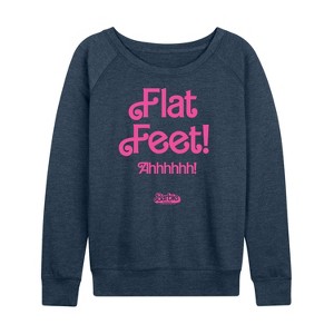 Women's - Barbie - Barbie Movie Flat Feet Lightweight French Terry Wide Neck Long Sleeve Shirt - 1 of 4