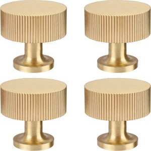 Attop 4pcs Solid Brass Cabinet Knobs Pulls Cabinet Drawer Dresser Gold Knobs Modern Handles(1"x1"),Brushed Brass Finish - 1 of 4