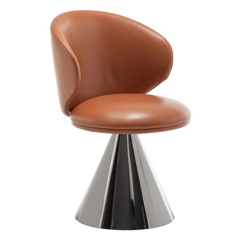 Homlux Orange Brown Pu Leather Upholstered Swivel Accent Chair Modern ...