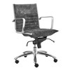 HomeRoots Gray and Silver Steel and Velvet Adjustable Swivel Rolling Conference Office Chair - 4 of 4