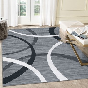 Machine Washable Rug Low Pile  Area Rug  Non Slip Modern Geometric Rug Foldable Stain Resistant Rugs for Living Room Bedroom Indoor Ultra Thin Carpet - 1 of 4