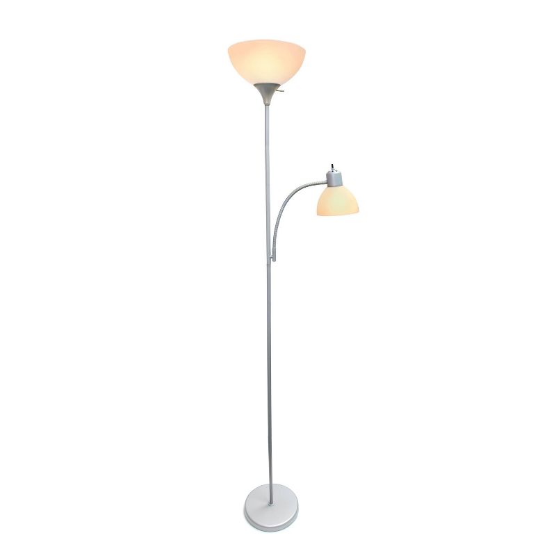 71.5" Traditional 2 Light Mother Daughter Metal Floor Lamp with Torchiere and Reading Light - Creekwood Home, 3 of 7