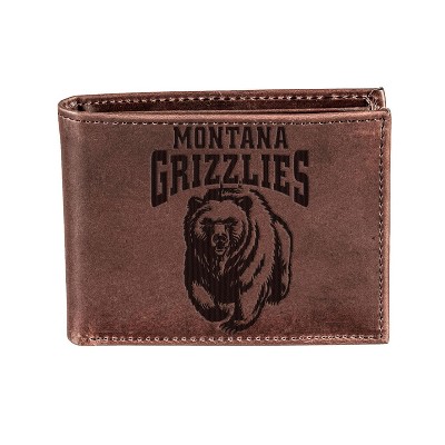 Evergreen NCAA Montana Grizzlies Brown Leather Bifold Wallet Officially Licensed with Gift Box