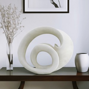 Decorative Object Resin Modern Abstract Sculpture 20" White for Home, Office, Bedroom, and Living Room - 1 of 4