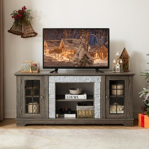 Racxily 58" Modern TV Stand with 2-Door Storage, Faux Stone Media Console Cabinet, Grey Large Entertainment Center for Living Room - 1 of 4