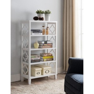 Kings Brand Furniture White Finish Wood Etagere 5 Tier Bookcase - 1 of 4