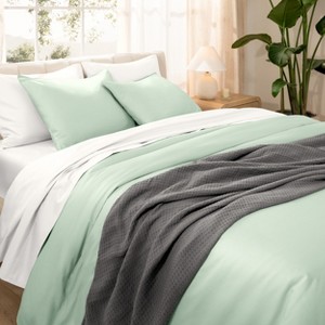 400 Thread Count Organic Cotton Sateen Duvet Cover and Sham Set by Bare Home - 1 of 4
