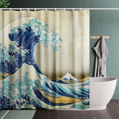 LunaLulinlk Bathroom Wave Shower Curtain Set with Hooks