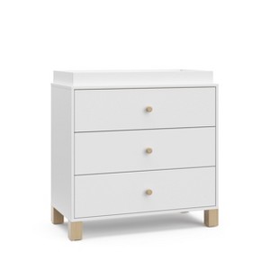 Storkcraft California 3 Drawer Dresser with Removable Changing Topper White/Driftwood - 1 of 4