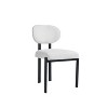 HomeRoots Set of Two White and Black Chenille And Metal Partially Open Back Dining Side Chairs - 4 of 4