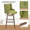 360 Degrees Swivel Bar Stool Set Of 2,Kitchen Chair With Footrest And Wood Legs,Linen Fabric Fixed Counter Height Chair-Cuddlewood - 4 of 4