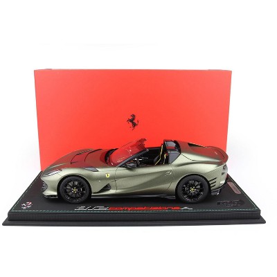 Ferrari 812 Competizione Aperta Verde Manzoni Matt Green with DISPLAY CASE Limited Edition to 70 pieces 1/18 Model Car by BBR