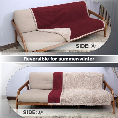 Extra Large Wine and Taupe Waterproof Sherpa Pet Blanket