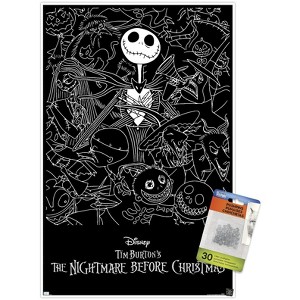 Trends International The Nightmare Before Christmas - Black and White Unframed Wall Poster Prints - 1 of 4