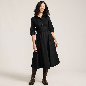 Lands' End Women's Poplin Midi Wrap Front Dress - 1 of 4