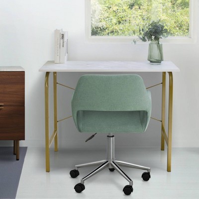 Mint Green Fabric Ergonomic Swivel Office Chair with Chrome Base