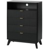43 Inch Tall Fluted 4-Drawer Chest with Open Shelf, Modern Wooden Storage Cabinet for Bedroom, Living Room, Entryway - 3 of 4