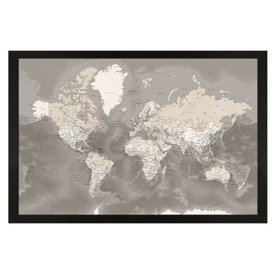 Home Magnetics Standard World Map - Taupe Tones : Target