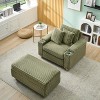 VASIP Green Corduroy Single Sofa with 1 Pillow and 2 Throw Pillows,  Footstool Convertible Storage Space ,for Small Space,Bedroom,Living Room - 4 of 4