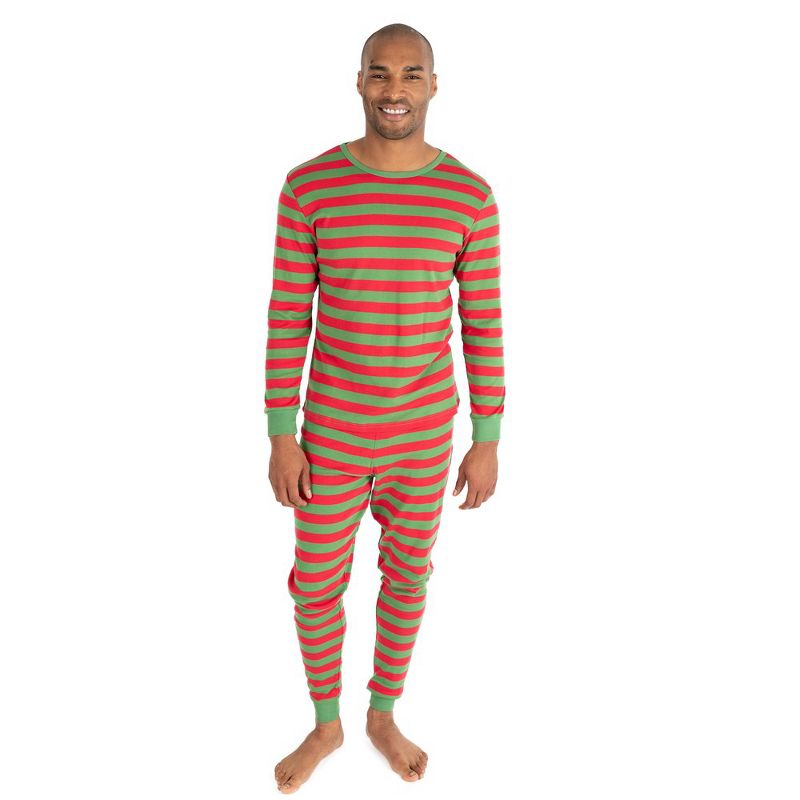Leveret Mens Two Piece Cotton Striped Christmas Pajamas, 1 of 4