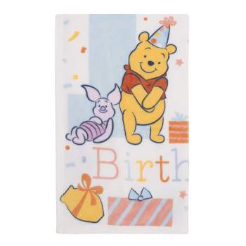 Disney Winnie the Pooh My 1st Birthday Multi-Colored Piglet, Tigger, and Eeyore Super Soft Photo Op Baby Blanket