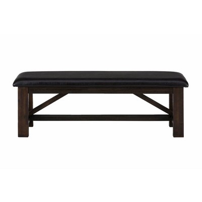 Kona Grove Distressed Rustic Solid Wood 54" Upholstered Trestle Dining Bench