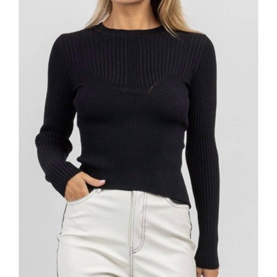 Women's RIBBED BUSTIER LACE BACK TOP - LUSH