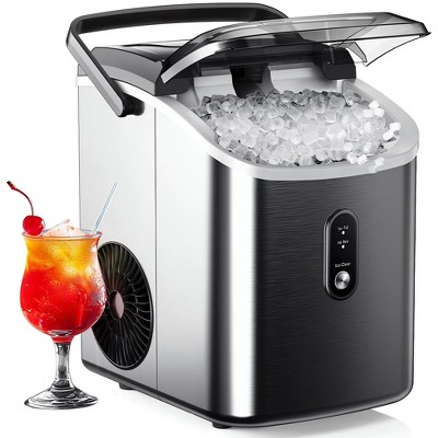 EUHOMY Portable Nugget Ice Maker, 34lbs/Day, Fast 6-8 Min Production, Self-Cleaning,for Home, Office, RV & Parties, Silver