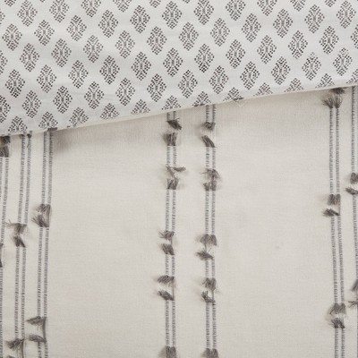 Ivory Cotton Jacquard Full/Queen Duvet Cover Set
