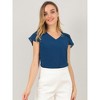 INSPIRE CHIC Women's Chiffon Elegant V Neck Cap Sleeve Work Summer Blouse - 3 of 4