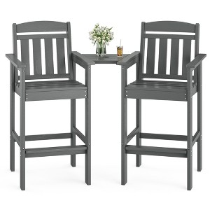 QingMoon Adirondack Chairs Set of 2, HDPE Counter Height Barstools  with Connecting Tray, Ideal All Weather Tall Patio Chair for Balcony, Poolside - 1 of 4