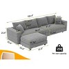 4-Seat Sofa with Ottoman for Living Room, Deep Seat Cloud Couch with Cushions, Plush Corduroy Lounge Sofa with Wood Frame-Coolbibila - 4 of 4