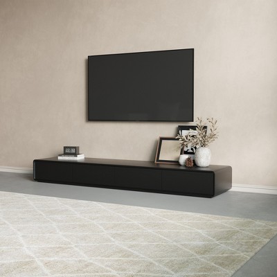 POVISON 78.74"Modern Wood Black TV Stand,Rectangular Media Console with Storage ,Fully-Assembled