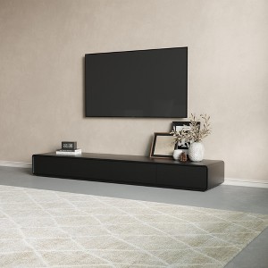 POVISON 78.74"Modern Wood Black TV Stand,Rectangular Media Console with Storage ,Fully-Assembled - 1 of 4
