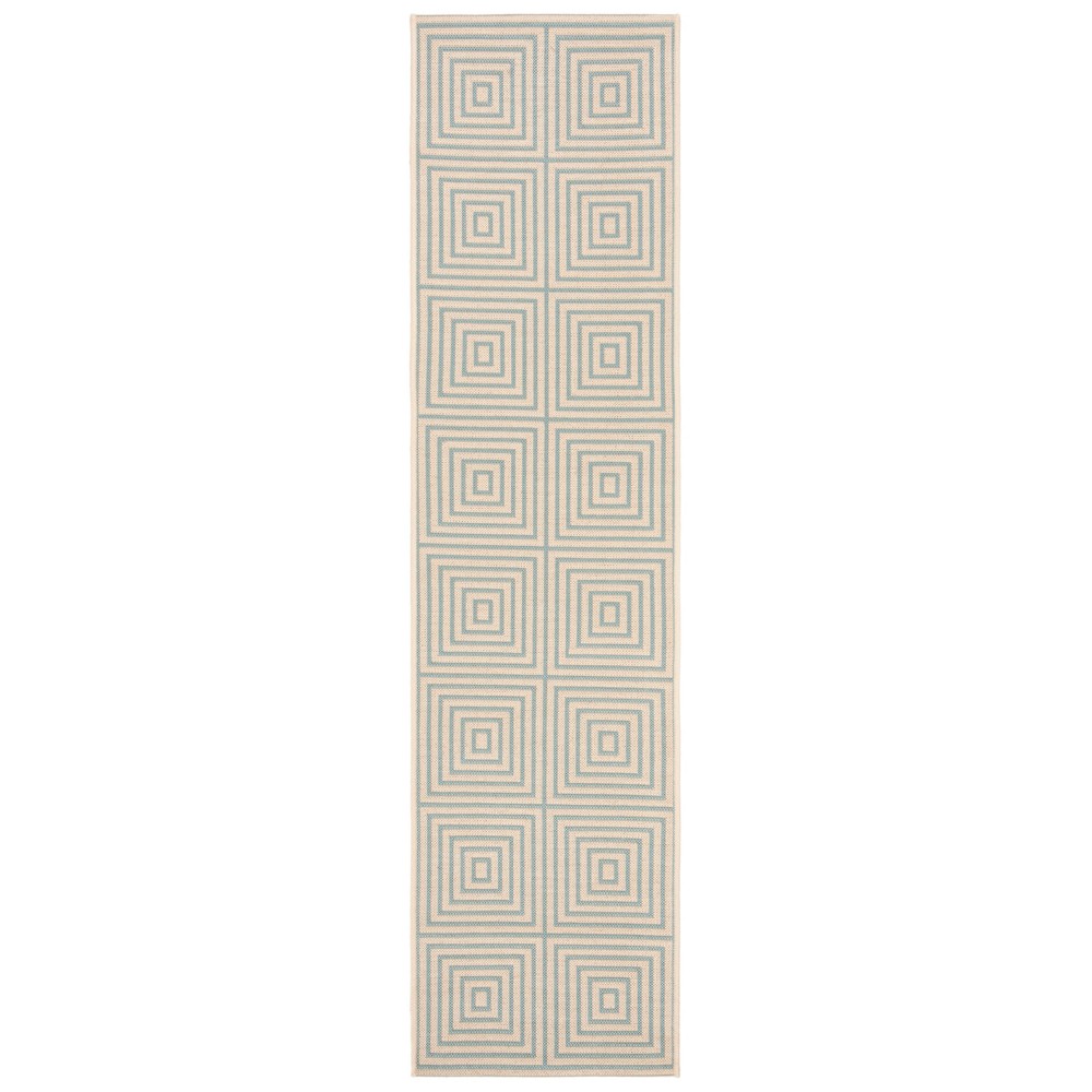 2'x8' Runner Iva Geometric Loomed Rug Cream/Aqua - Safavieh