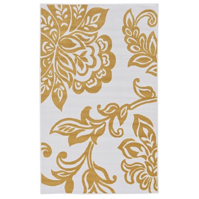 4'8"x7'6" Capri Floral Rug Yellow/White - Linon