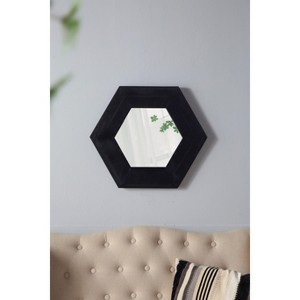 CAVINAS 18.5"x18.5" Hexagon Bathroom Mirror,Wall Mirror with Natural Wood Frame, Wall Decor for Bedroom,Living Room,Bathroom,Hallway - 1 of 4