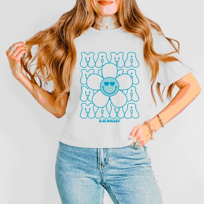 Simply Sage Market S.W.Smiley Mama Stacked Flower Boxy Crop Top