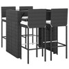 vidaXL Garden Bar Set - Black Poly Rattan with Cushions, 5 Piece - 3 of 4
