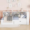 Twin/Full Size Wooden Daybed with 2 Drawers/Trundle, Storage Shelf and USB Charging Ports, 4Q -ModernLuxe - 2 of 4
