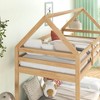 CAVINAS Twin Over Twin Rubber Wood Floor Bunk Bed with Ladder & Guardrails,House Bed Frame for Kids Room,Bedroom - 3 of 4