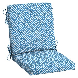 ARDEN Outdoor Midback Chair Cushion, 18 x 16.5, Rain-Proof, Fade Resistant Amalfi Blue Tile - 1 of 4
