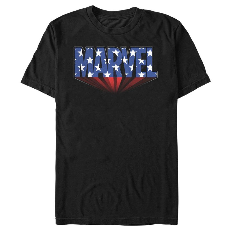 Men's Marvel Classic American Star Logo  T-Shirt - Black - 1X Big Tall, 1 of 3