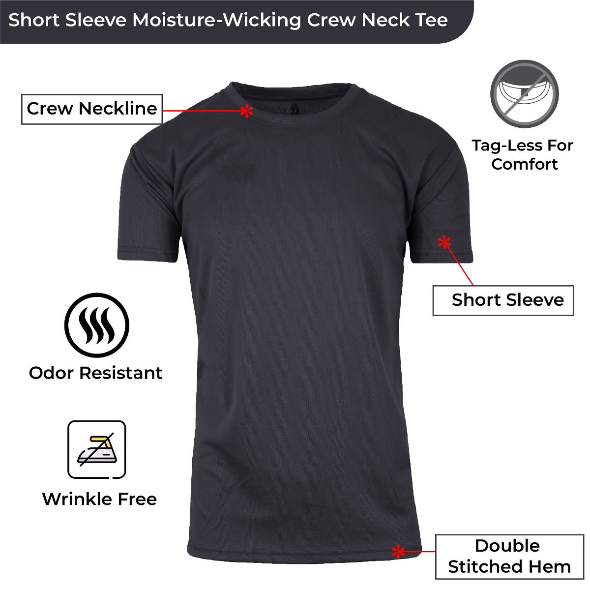 Galaxy By Harvic Men's Performance Moisture-Wicking Active Short Sleeve and Muscle Tees Set-4 Pack - thumbnail 3