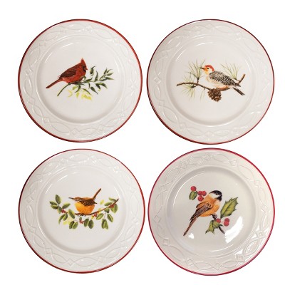 Park Designs Winter Birds Dessert Plates Set - White