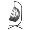 Coolbibila Outdoor Patio Garden Wicker Egg Hanging Swing Basket Chair,Indoor Cushion Hammock Egg Chair with Stand for Bedroom,Living Room - 2 of 4